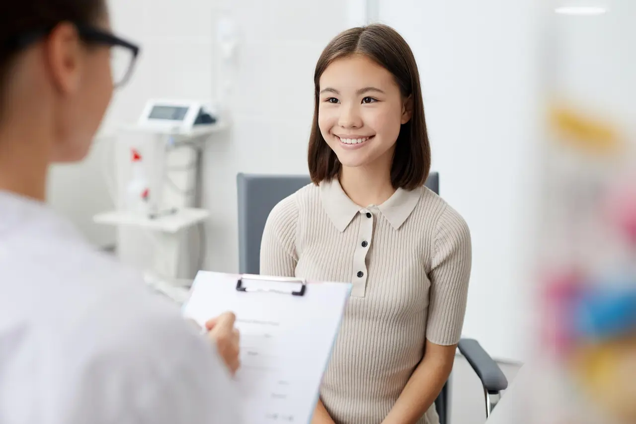 Happy young child smiling during a dental visit